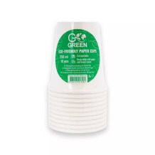 Glāzes ekoloģiskās Go Green 250ml 10 gab. baltas GOGREEN 1901358