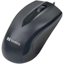 Sandberg USB pelė 631-01, 1 vnt., 1200 DPI, 1,5 m, Optinė, USB Type-A, 3 mygtukai, Juoda, RoHS