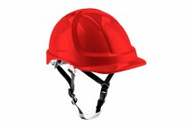 PLONER Protective Helmet, HOGERT, HT5K196, Red, ABS Plastic, EN 397, 4-Point Chin Strap, 6-Point Textile Truss, Ventilation, 400g
