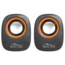 Media-Tech ДИНАМИК MT3137W, 6W, 150Hz - 20kHz, 1 x USB 2.0, Черно-оранжево-белый, Регулировка звука, 3,5 мм разъем