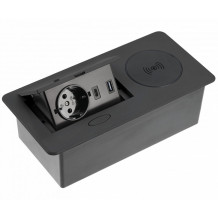 Galdā iebūvējama kontaktligzda ar bezvadu lādētāju, USB-A, USB-C, AVARO PLUS; AE-PB1SAVAP-20 GTV
