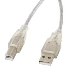 Lanberg USB kaabel 2.0 AM-BM 3M CA-USBA-12CC-0030-TR, 3m, 480Mbit/s, läbipaistev, USB A isane, USB B isane