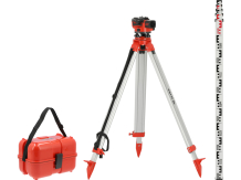 Auto līmeņa 32x ar statīvu un nivelēšanas stabu, YATO, YT-30553, precizitāte 1.0 mm/30 m, darba diapazons 100 m, IP54 aizsardzība.