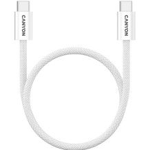 Кабель с подключением USB C к USB C быстрой зарядкой 60 Вт магнитной фиксацией и плетёным покрытием OnWire 60MG C-C 60W Magnet Braided 1 m Белый CND-CCMG60AB15W CANYON