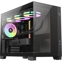 Gamemax Korpus NEX C33 BK, 1 x 3.5", 1+1 x 2.5", 5 laiendusslotti, MATX/BTF, 2 x USB 3.0, 1 x USB-C, 1 x kõrvaklapid