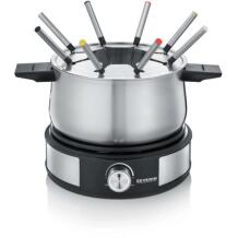 Severin Fondüü 2471-000, 1500 W, 2.04 kg, Must, Hõbe, Termostaat, Roostevaba teras, Plastmass, 8 kahvlit, pannkoogiplaat