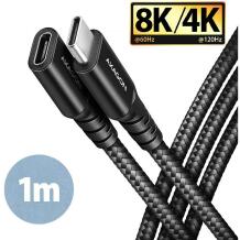 Axagon kaabli pikendus BUCM32-CF10AB 1m, must, USB-C kuni USB-C, 20Gbps, PD 240W, 5A, 8K HD video