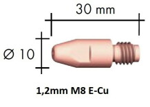 Kontaktdīze E-Cu M8x30x10 - 1,2mm, ABICOR BINZEL, 140.0442.50, 2mm
