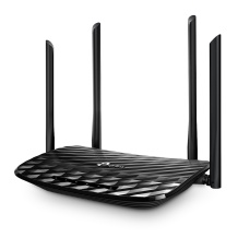 TP-Link Archer C6 bezvadu maršrutētājs Wi-Fi 5 AC1200 Dual-Band 867 Mbps 5 GHz 300 Mbps 2.4 GHz 4× Gigabit LAN 1× Gigabit WAN 4× antenas Melns