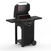 Barbecook E-Luca elektriskais grils balkonam un terasei 2 sildzonas čuguna restes LED temperatūras displejs 121x60x112cm BC-ELE-3000 melns