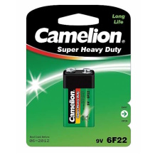 Baterijas Super Heavy Duty 9V 6F22 1 gabals 6F22 BP1G 10000122 Camelion