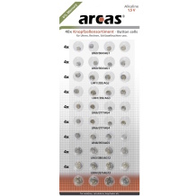 Baterijas pogveida Alkaline ar AG1/AG3/AG4/AG13/AG5/AG12 formātiem AG Set Alkaline Button Cell 40 gab. 12754000 Arcas
