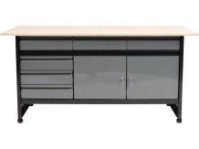 Darba galds 1700x600mm, 58456, VOREL, izturīga konstrukcija, 6 atvilktnes, slēdzama durvju sistēma