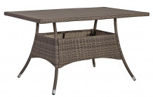Dārza galds PALOMA 150x83xH72,5 cm, galda virsma: polivuds, metāla rāmis ar plastikāta pinumu, krāsa: brūngani pelēks