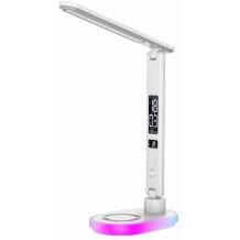 Hawk Galda lampa HW-LAMP03, 10W, 5 pakāpju spilgtuma regulēšana, RGB apgaismojums, modinātājpulkstenis, USB izeja