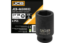 Dziļā triecienmuciņa, JCB, JCB-46510032, 32 mm, 3/4" kvadrāts, CrMo tērauds