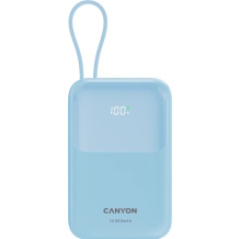 Compact external power bank with 22.5 W fast PD charging 10000 mAh capacity and integrated cable OnPower 101 Blue CNS-CPB101BL CANYON