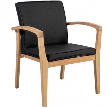 Dārza krēsls ROYAL 64x65xH90cm, sēdeklis: mīksts polsterēts melns tekstils, rāmis un kājas: tīkkoks, viegli pulēts 13258 HOME4YOU