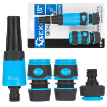 Dārza piederumu komplekts 1/2", SKY-LINE, G72925, 4 daļas ar regulējamu smidzinātāju un ātrajiem savienotājiem