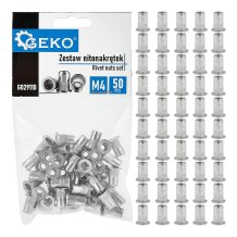 50 gab. M4 0.5-2.0 mm alumīnija kniedes uzgriežņu komplekts, GEKO, G02911D