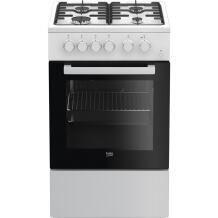 Beko Dujų-elektrinė viryklė FSS52020DW, 50cm, 85cm, 60cm, 4 dujiniai degikliai, 60l, Garų valymas, Grilis, A
