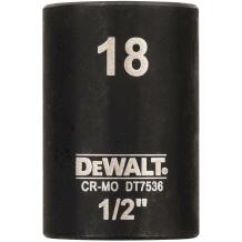 DeWALT triecienmuciņa 18mm 1/2 in, 6 punktu izliekta forma, Bi-Heksagon, 38mm garums
