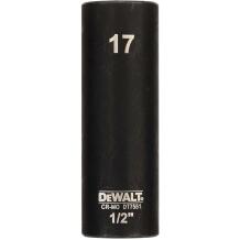 DeWALT triecienmuciņa 17mm 1/2 in, 78mm, dziļa, tīrāma, piemērota 1/2 in pielietojumiem