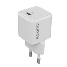 Compact wall charger with GaN technology 20 W total power and 1×PD fast charging port CU20C EU White CNS-CUW20C CANYON