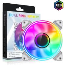 Gamemax Korpuse ventilaator DUAL RING INFINITY WH, 120mm, 1200rpm, 47cfm, 30dB, ARGB ventilaator