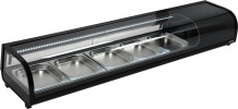 Sushi vitrīna 5x1/2GN, YG-05005, YATO, melna, 1800x420x290 mm, statiskā dzesēšana, LED apgaismojums