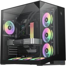 Gamemax Korpus NEX C56 VC BK, 30cm x 44.6cm x 44.8cm, 7 laiendusslotti, 2 x USB 3.2 Gen 1, 1 x USB-C 3.2 Gen 2, 1 x kõrvaklapid