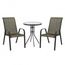 Dārza mēbeļu komplekts DUBLIN galds un 2 krēsli brūns K119283 HOME4YOU