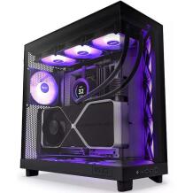 Nzxt Korpus H6 Flow RGB CC-H61FB-R1, 3x120mm RGB ventilaatorit, läbipaistev paneel