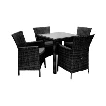 Dārza mēbeļu komplekts WICKER galds un 4 krēsli melnā krāsā K13346 HOME4YOU