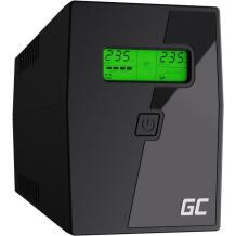 Green Cell UPS 600VA 360W UPS01LCD, 600 VA, 360 W, 12 V, 7 Ah, 2 x RJ-11, 1 x USB, 2 x C/F, 10 ms, Kaitse: ahel, termiline, pinge