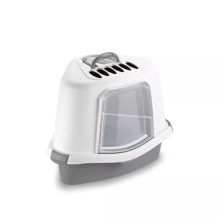 Kačių tualetas kampinis uždaras Sprint Corner Plus 56x40x40cm balta/pilka 2196822 STEFANPLAST