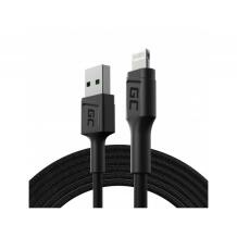 Green Cell Kabelis PowerStream KABGC21, 120 cm, USB-A patinas į Lightning patiną, juodas, 2.4A greitas įkrovimas