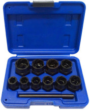 Uzgriežņu ekstraktoru komplekts 1/2" 9-19mm (11gab.) 10753 SILVER