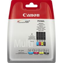 Canon Printeri kassett CLI-551 6509B015, 4x7ml, 1105 lehte mustale, 298 lehte värvidele