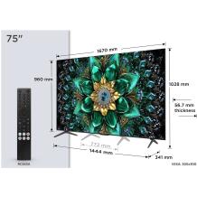 TCL televizors 75Q6C 75" 4K Ultra HD, QD-Mini LED, DVB-C/S2/T2, Wi-Fi, Ethernet LAN, Smart TV, Bluetooth, 4 HDMI, 2 USB