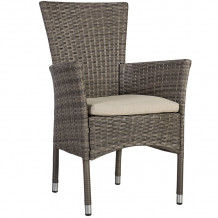 Садовый стул PALOMA с подушкой 57x59xH90 см, металлический каркас с плетением из пластика, коричневато-серый 21135 HOME4YOU