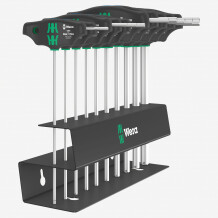 T-veida rokturu komplekts ar fiksāciju, WERA, 05023454001, 10 gab, Hex-Plus, 3/32" - 3/8" izmēri