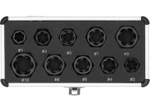 Skrūvju izvilcēja uzgaļu komplekts 10 gab (9-19 mm) alumīnija čemodānā YT-060311 YATO