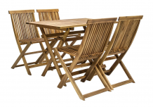 Rõdukomplekt FINLAY, laud ja 4 tooli (13181), 110x75xH72cm, kokkuklapitavad, puit: akaatsia, viimistlus: õlitatud