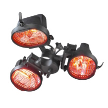 Eurom Parasol Heater 1500 infraraudonųjų spindulių skėčio šildytuvas laukui 1500W IP23 3 halogeninės lempos iki 15m2 juoda