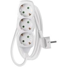 Emos Удлинитель P0321R, 1,5м, 3×2P+PE, белый, PVC, 3680W, защита от детей