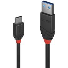 Lindy USB 3.2 A-C kaabel 36916 1m, 10Gbps, must, PVC korpus, nikli ühendused, kolmekordne kaitse