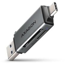 Axagon Mälukaardi lugeja CRE-DAC USB 3.0 Type-A/Type-C 5000 Mbit/s 2 pesa, ühilduvad mälukaardid: MicroSD, SD, MMC, hall