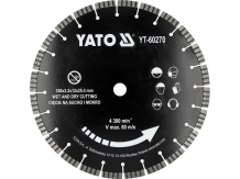 Griešanas disks YATO YT-60270 350 mm, 4300 min⁻¹, 80 m/s, 25.4 mm, 3.2 mm, 12 mm, tērauds 65Mn, sauss/mitrā griešana