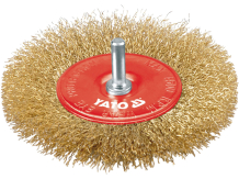Круглая дисковая латунная проволочная щетка 100 мм диаметр / хвостовик 6 мм / обороты 4500 мин⁻¹ макс YT-4757 YATO